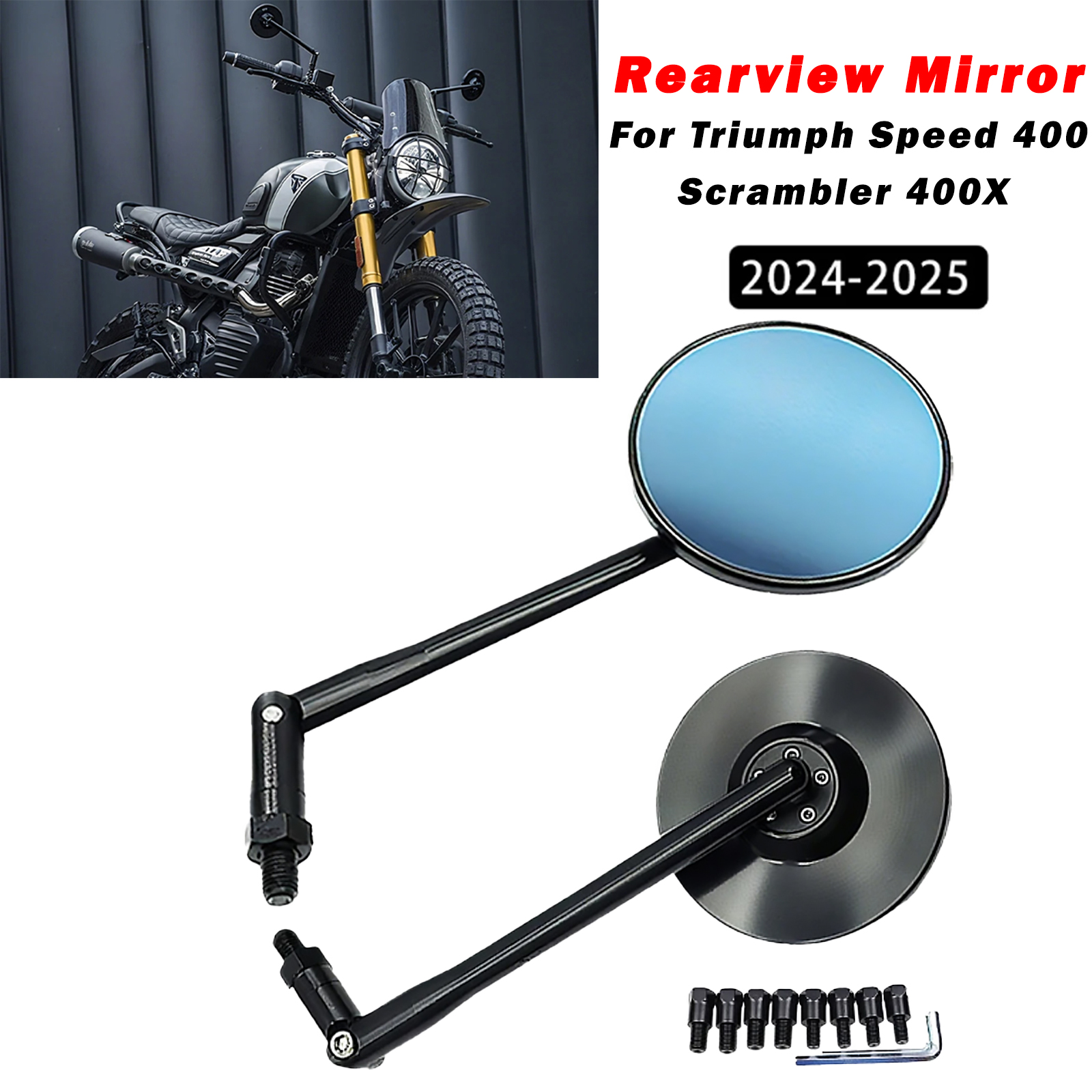 Motorcycle High Quality CNC Aluminum Alloy Rearview Side Mirror For Triumph Speed 400 Scrambler 400X Accessories