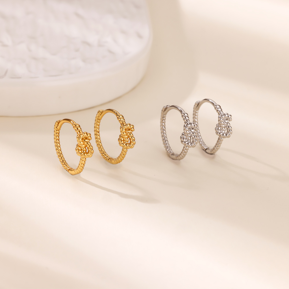 Twisted Knot Hoop Earrings For Women Girls Gold Plated Stainless Steel Earrings Trend 2026 Aesthetic Ear Jewelry Freeshippings