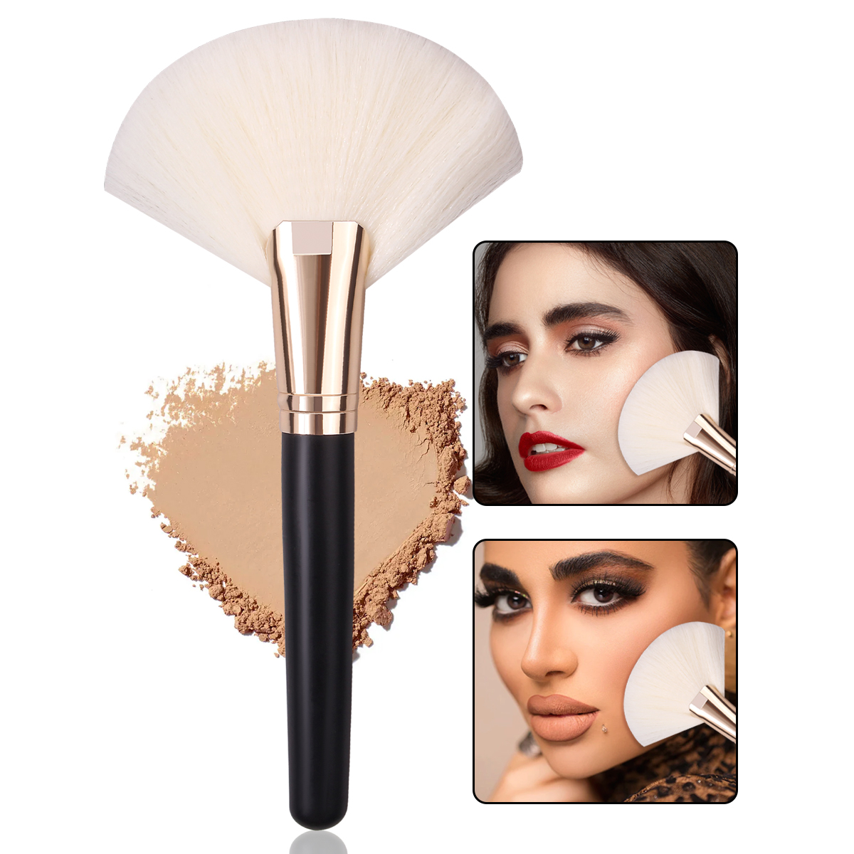 1pcs wet n wild Fan Brush, Synthetic Polymax Fibers for Versatile Blending, Ergonomic Handle for Comfortable Control