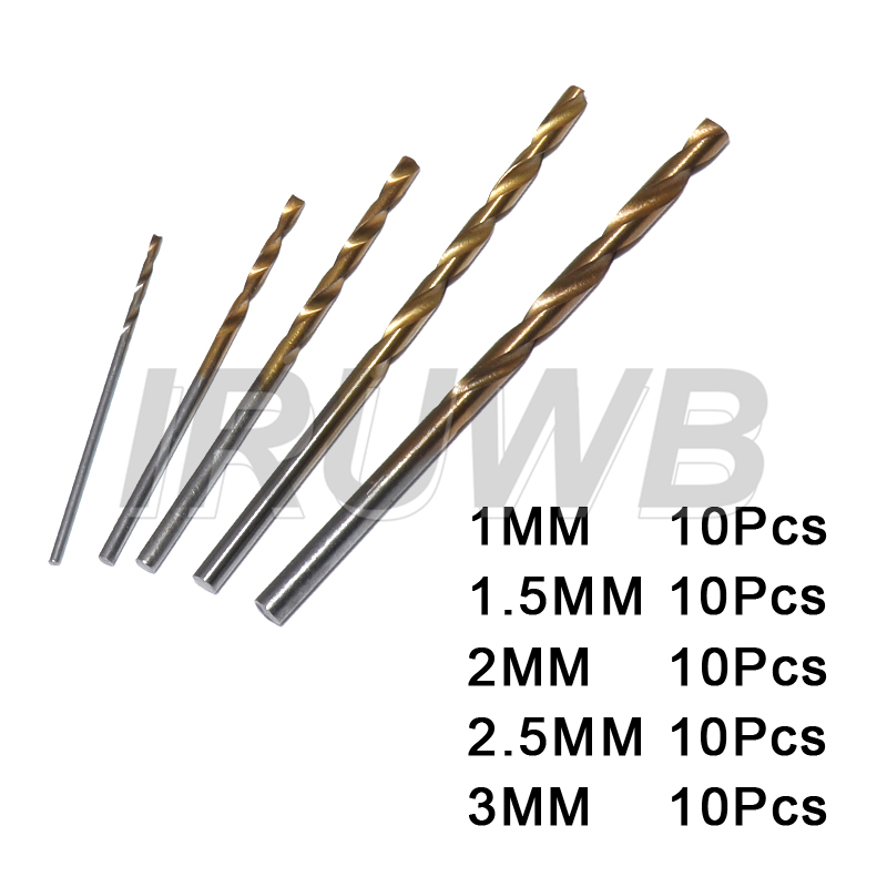 100/50Pcs Titanium Coated Drill Bits HSS High Speed Steel Drill Bits Set Tool High Quality Power Tools 1/1.5/2/2.5/3mm