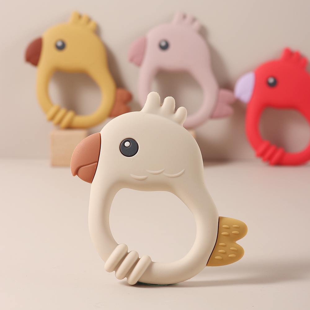 2026 New Design Colorful Parrot Teether - Food-Grade Silicone Baby Teething Toy (BPA-Free) Baby Teether