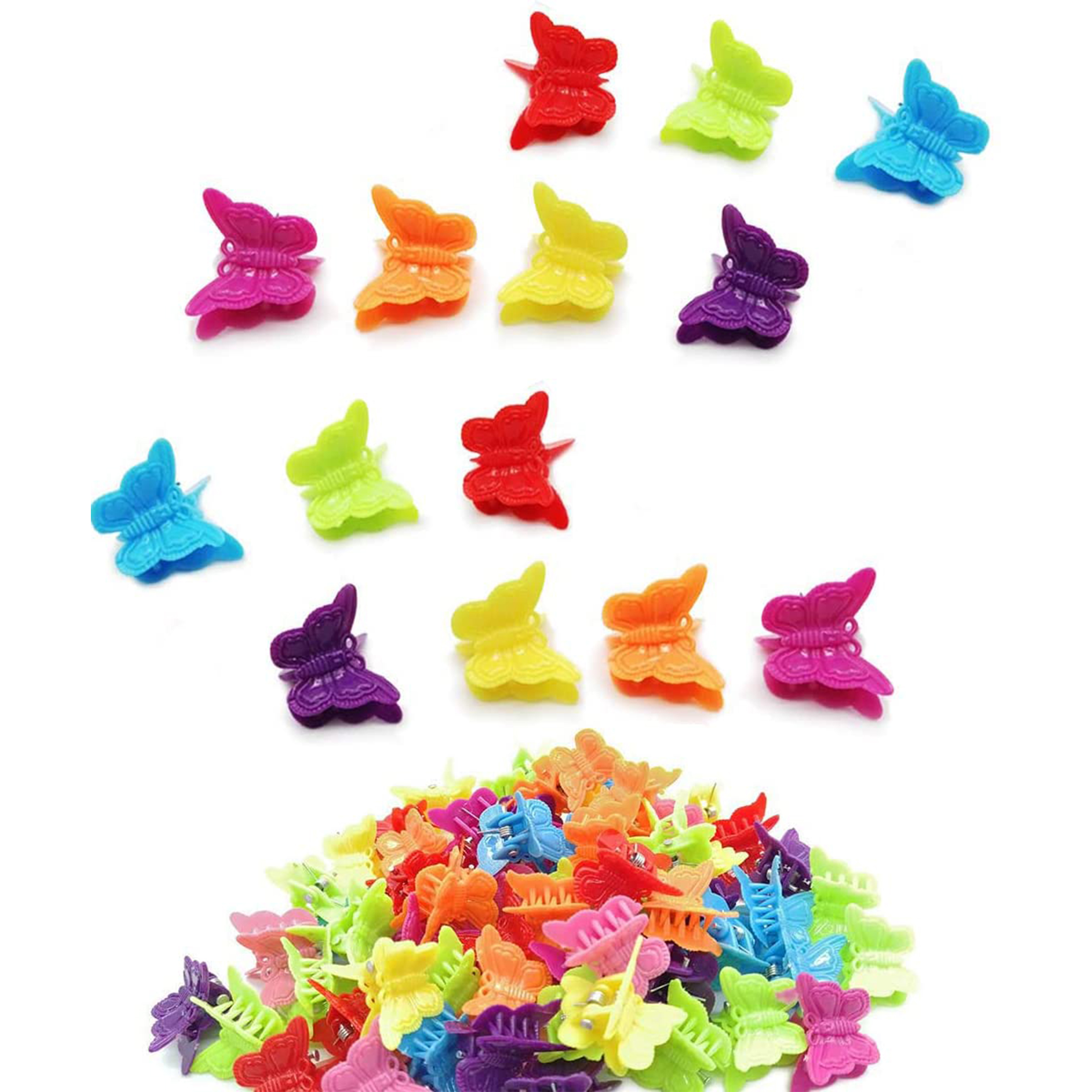 50 Pcs Butterfly Hair Clips Pastel Mini Cute Accessories For Women, Matte Colors Assorted Color, Beautiful And Random Colour