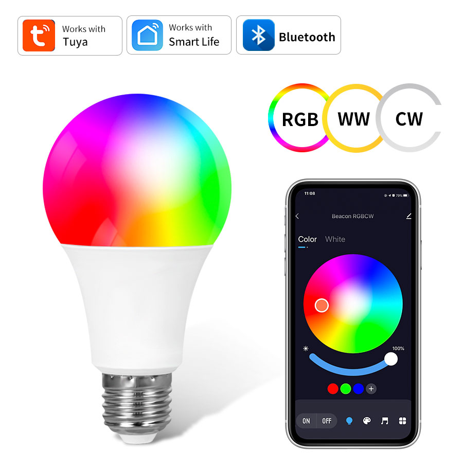Tuya E27 WIFI Smart Life Light Bulb RGB 15W 18W Color Changing LED 220V APP Compatible with Alexa Home Voice Control