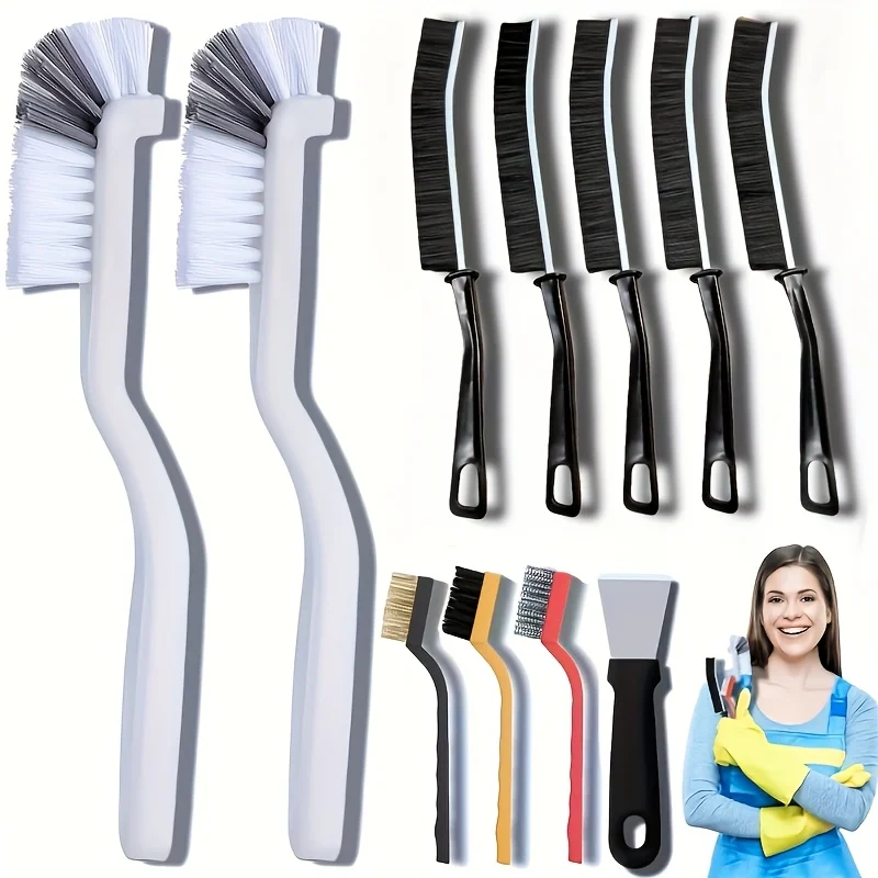 11pcs Multi-Purpose Cleaning Brush Set with Long Handles Portable Design for Tight Spaces, Ideal for Kitchen, Bathroom, Toilet
