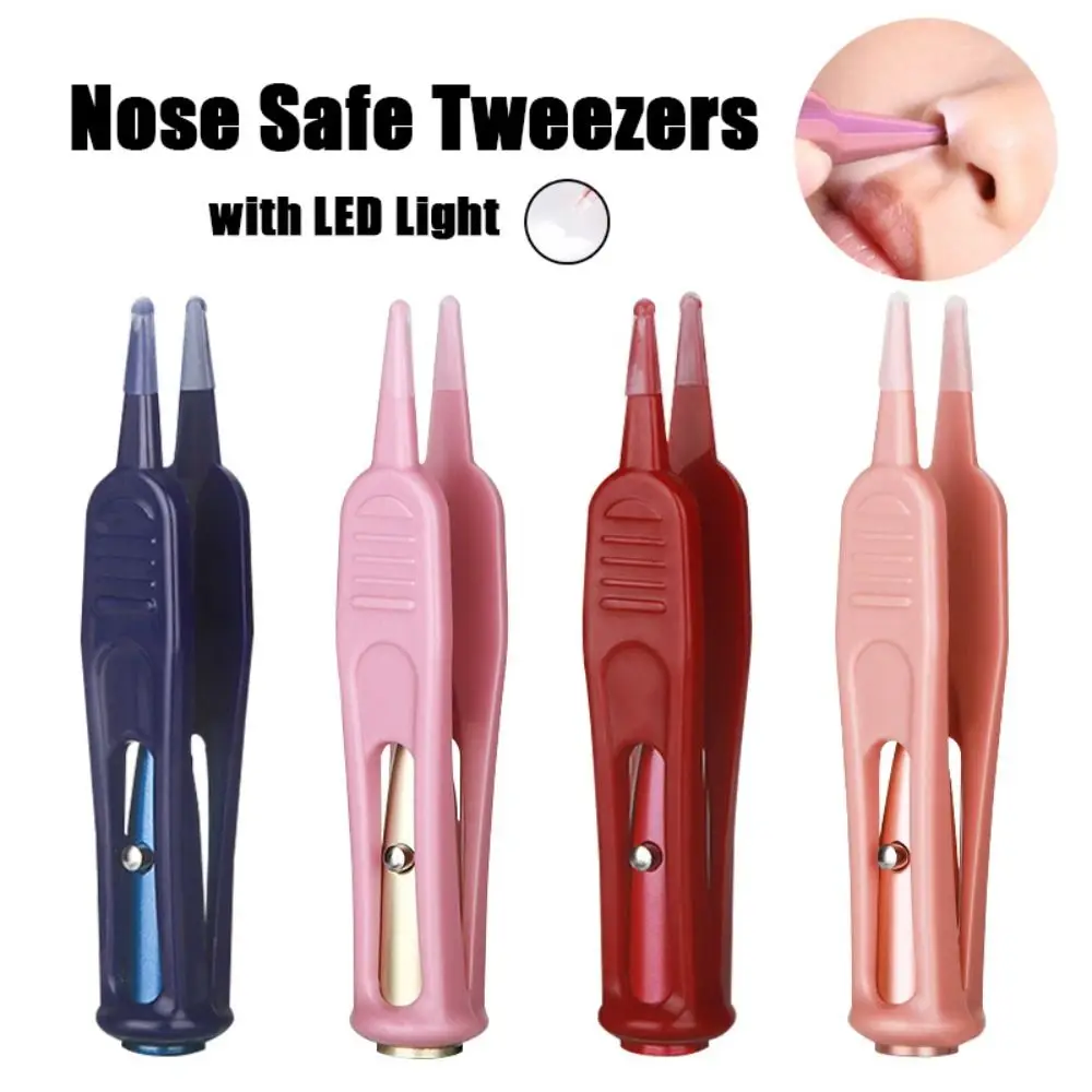 1PC Infants Clean Booger Clip Baby DigEar Nose Navel Safety Tweezers Safe Forceps Cleaning Supplies Forceps With LED Light