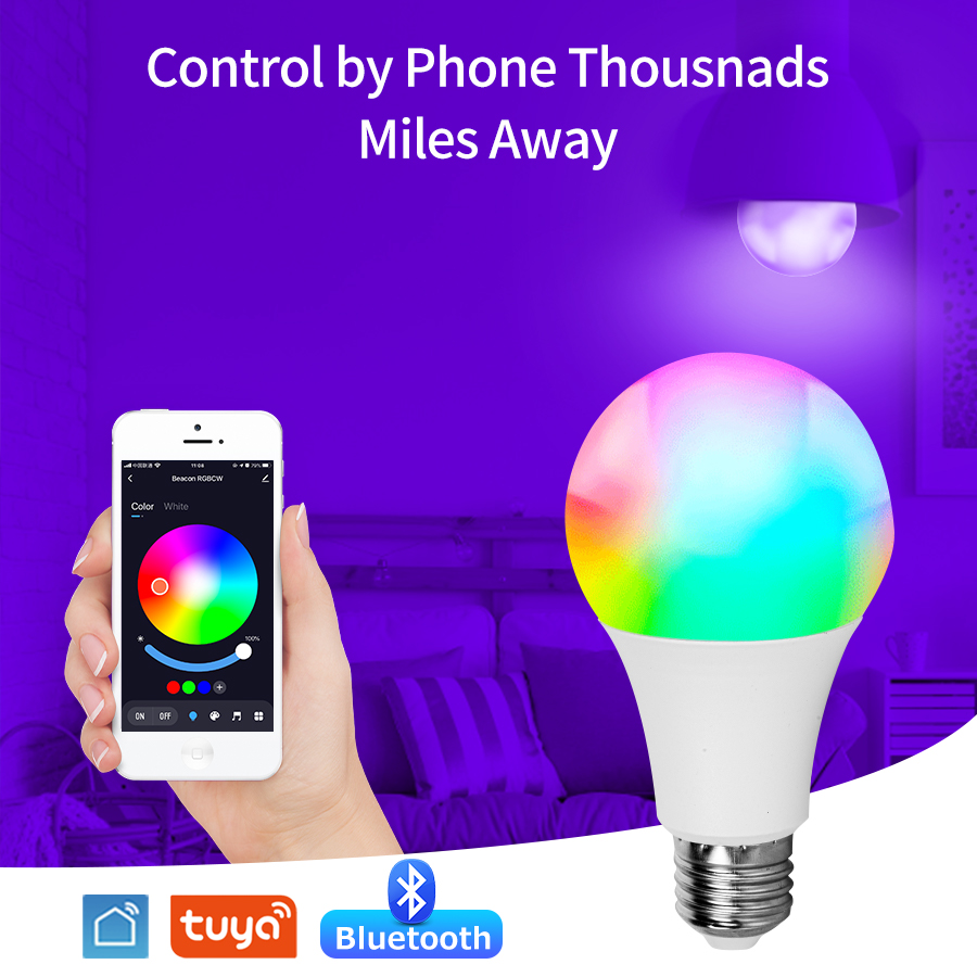 Tuya Bluetooth Smart LED Bulb Lights E27 9W 110V 220V LED Lamp APP Control Dimmable For Bedroom Living Room Lighting lightify