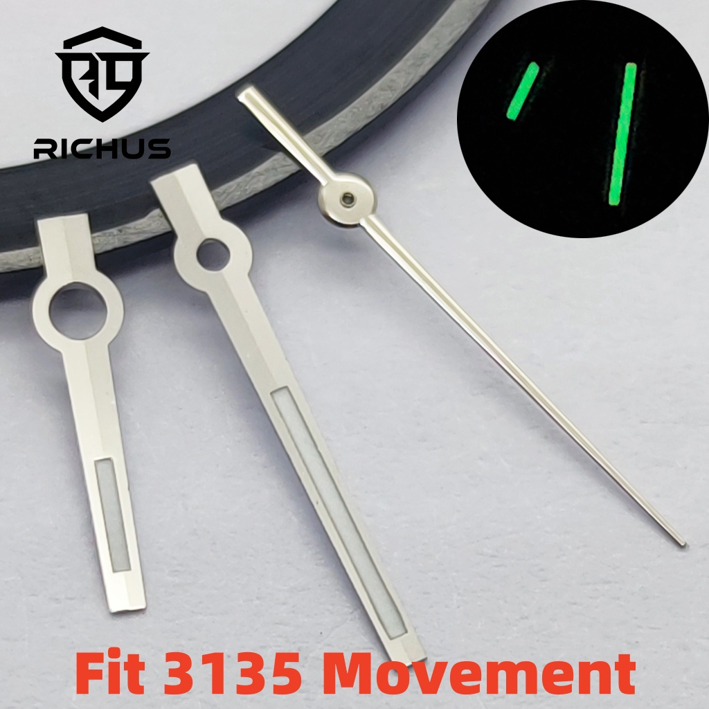 RICHUS NH35 Watch Hands Silver Watch Hands Green Luminous Fit NH34 NH35 NH36 Movement