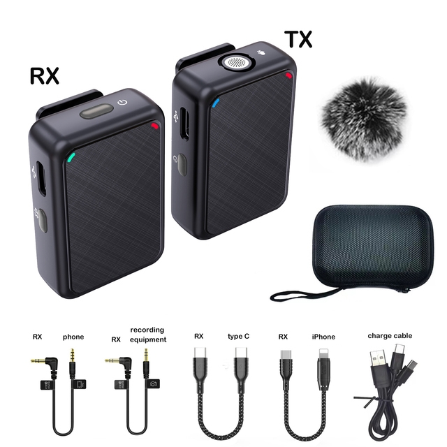 Wireless Lavalier Recording Microphone Dual Channel Lapel Mic System with 98ft For DSLR Camera Smartphone DV Vlog YouTube Live Bles Online DZ-22A-10
