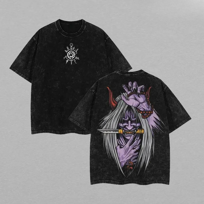 2026 new Naruto Reaper Death Seal Vintage Washed Anime T-Shirt | Oversize Heavy Cotton Tee for Anime Fans