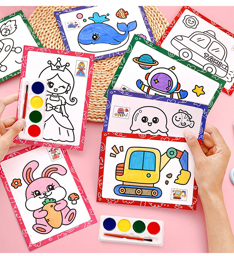 Watercolor Painting Set for Kids Educational Coloring Kit with Brushes Palette Preschool Art Supplies DIY Creative Drawing