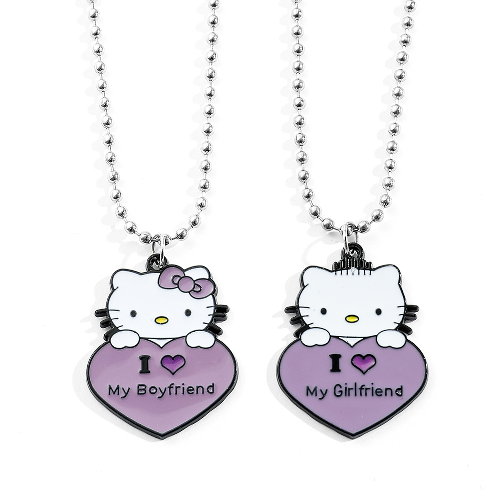 1 Pair Sanrio Hello Kitty Couple Necklace I Love My Girlfriend Boyfriend Pendant Necklace for Valentine's Day Gifts Accessories pen gpt