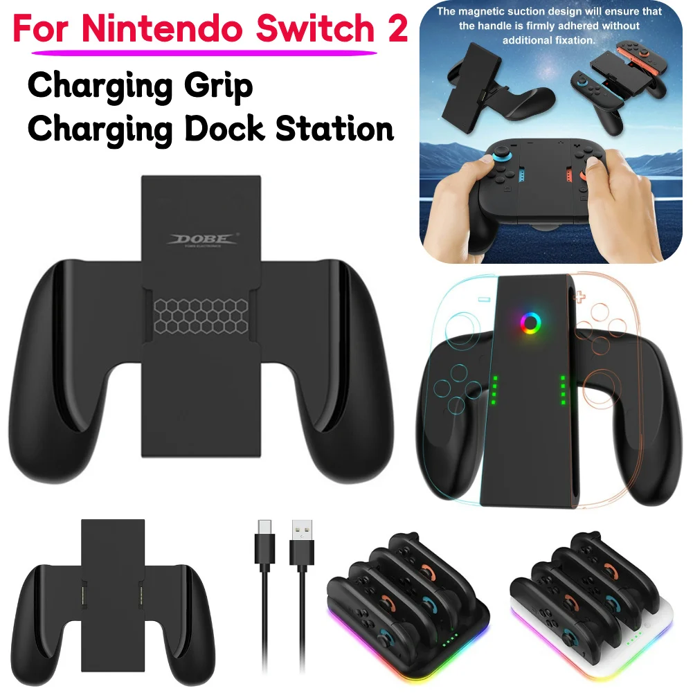 For Switch 2 Grip Non/With Rechargeable Grips for Original Joycon Charge Handle Grips for NS Switch 2 Controller