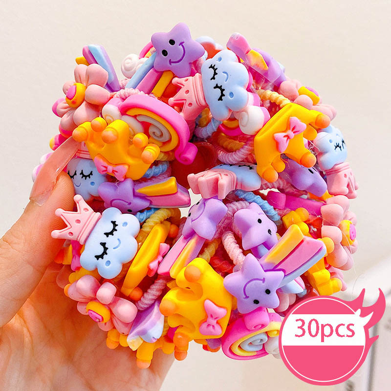 30pcs High Elastic Headband Baby Tied Children's Hair Circles Small Size Girl Cute Flower Non Harmful Little Jiujiu Rub