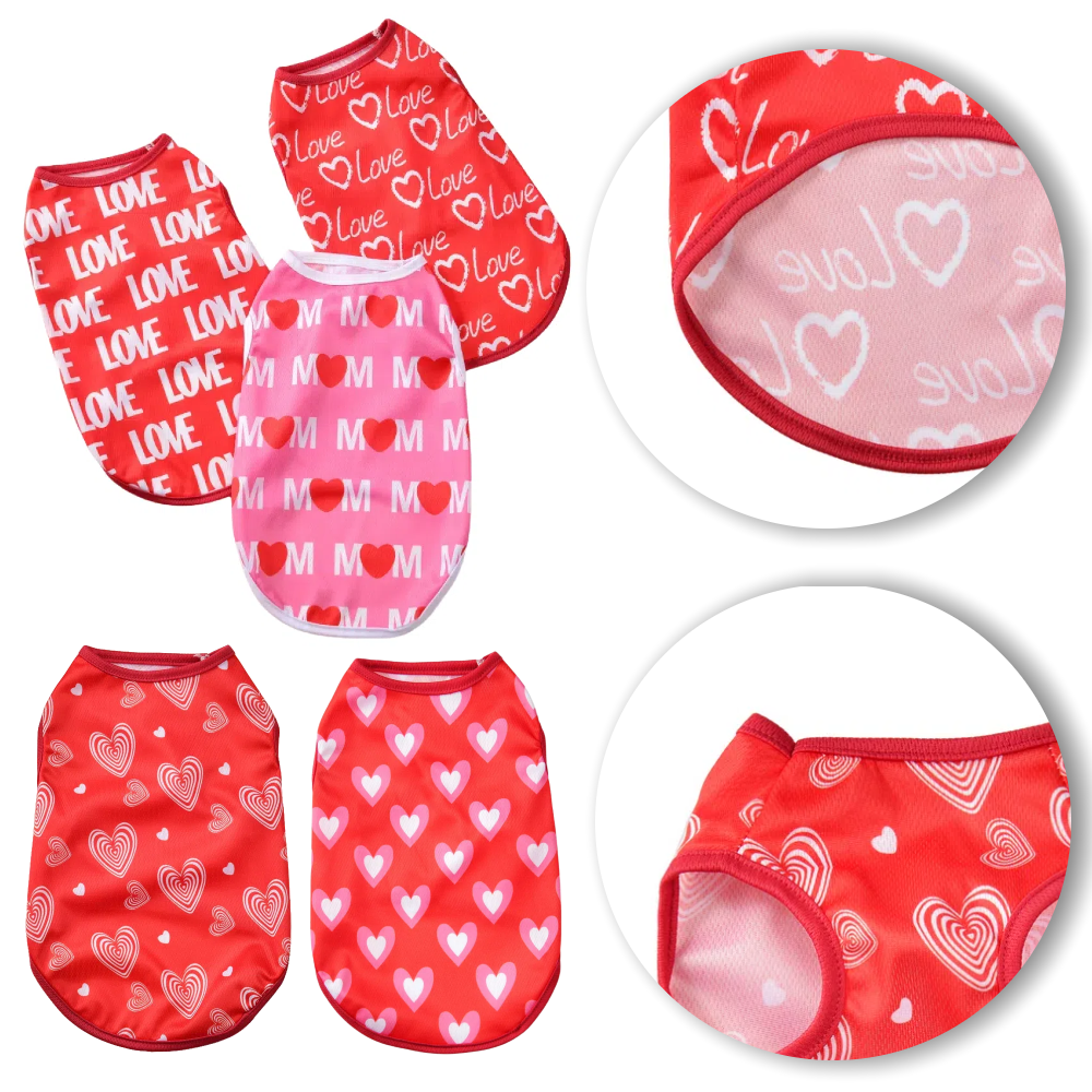 Dog Summer Clothes Small Medium Dogs Luxury Cool Breathable Pet Vest Soft Love Heart Print Cute Puppy T-shirt Costume Bulldog