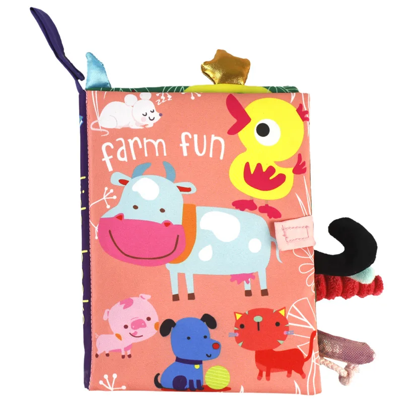Baby Early Learning Toys Tail Cloth Book Parent-child Interactive Sound Paper Puzzle Cloth Book Rattle Black Red Yellow