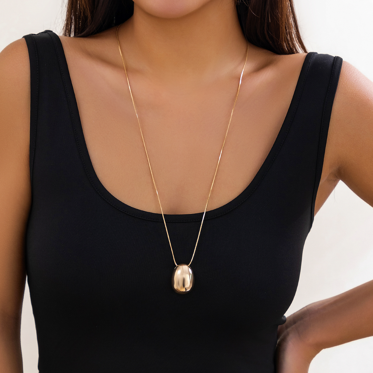 PuRui Simple Thin Snake Chain With Geometric Pendant Long Necklace for Women Charm Chokers On The Neck Jewelry Collar Party Gift pen gpt