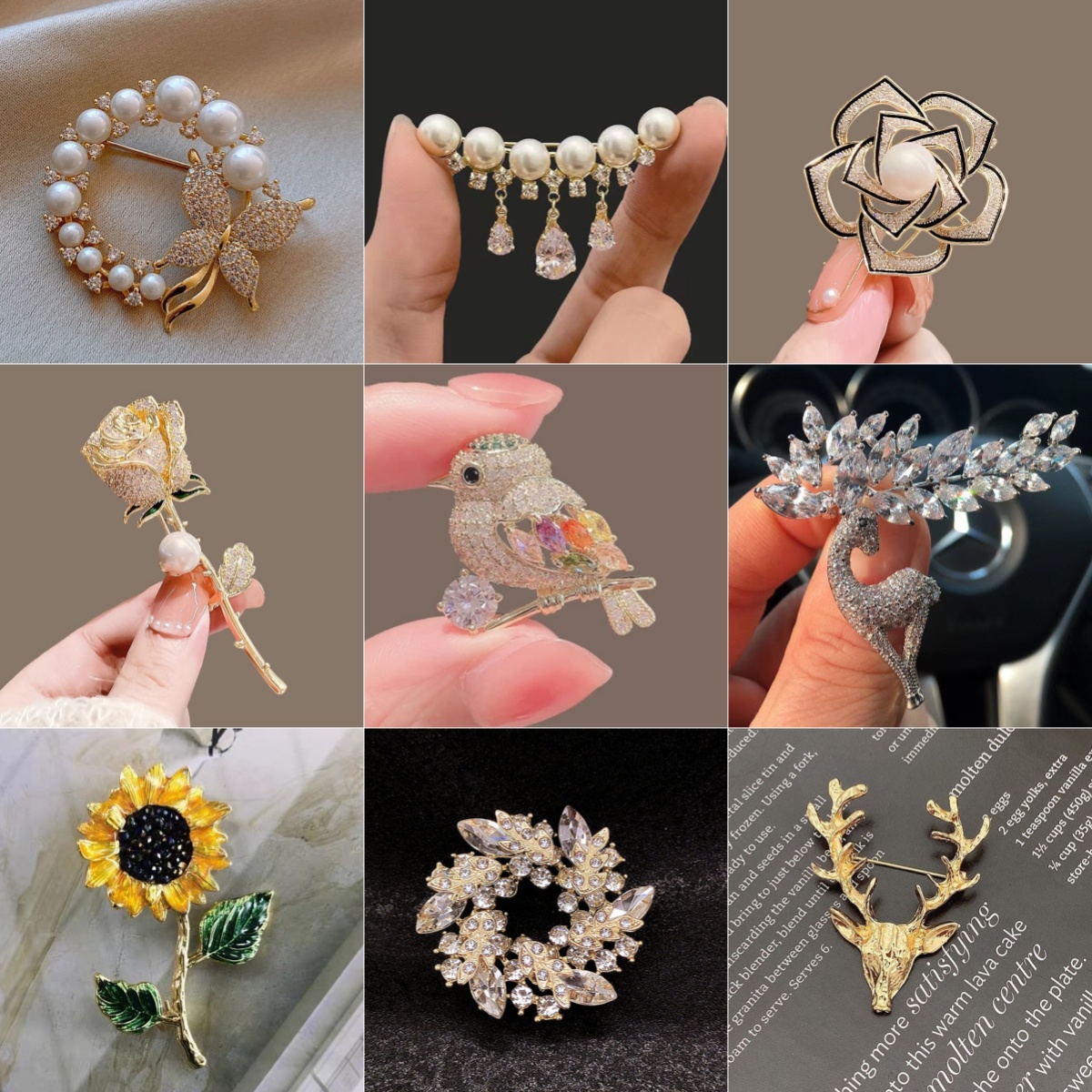 Rhinestone outonnier Pearl Bow Brooch Anti Glare High-end Feeling Personalized Color Brooch Accessories Luxury Flower Accessory