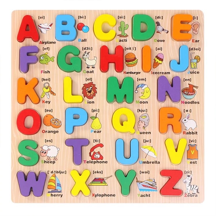 ABC Wooden 3D Board With Name And Picture For Kids Learn and Play