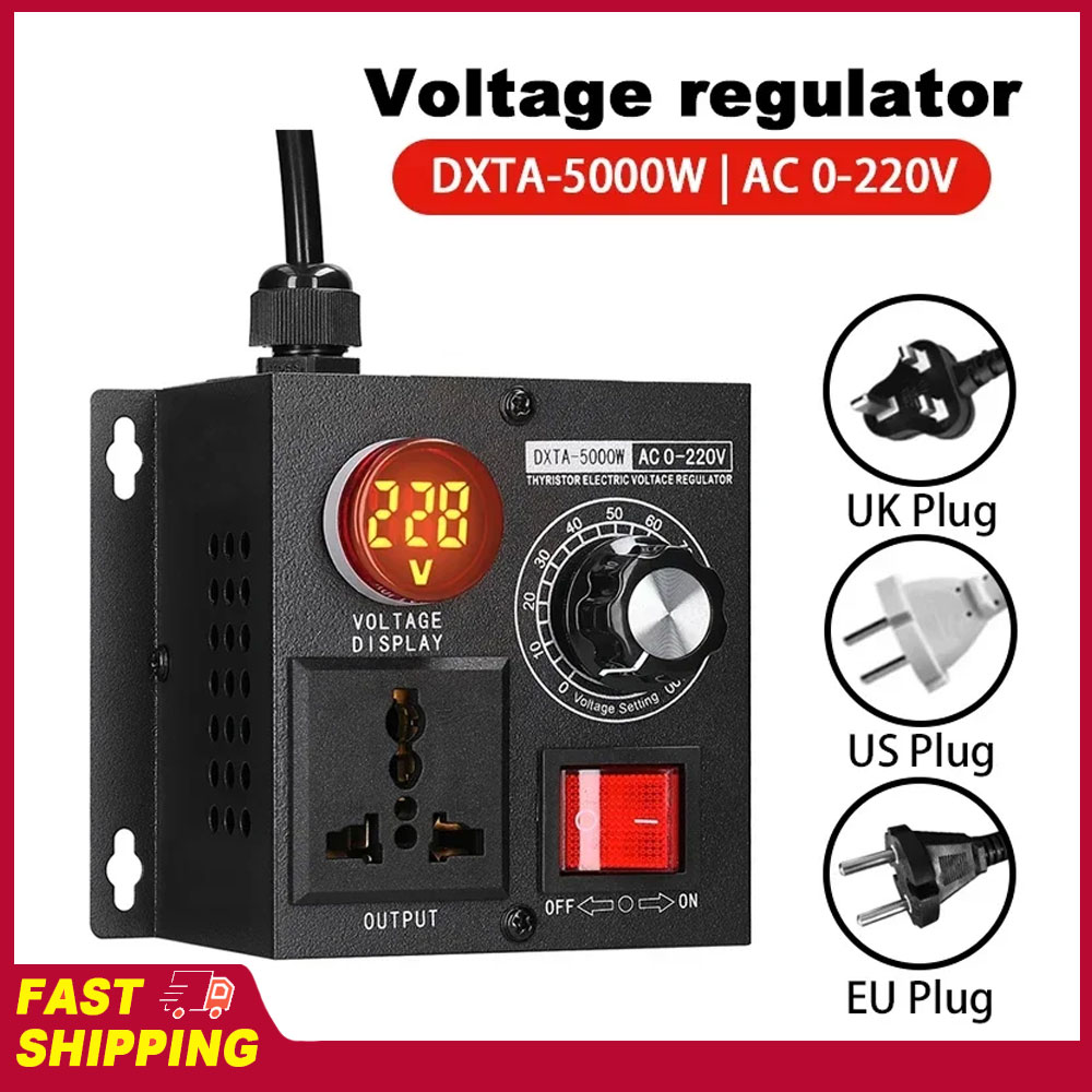 AC220V 5000W Stepless Voltage Regulator Portable Variable Monophase Voltage Controller Temperature Speed Light Adjuster