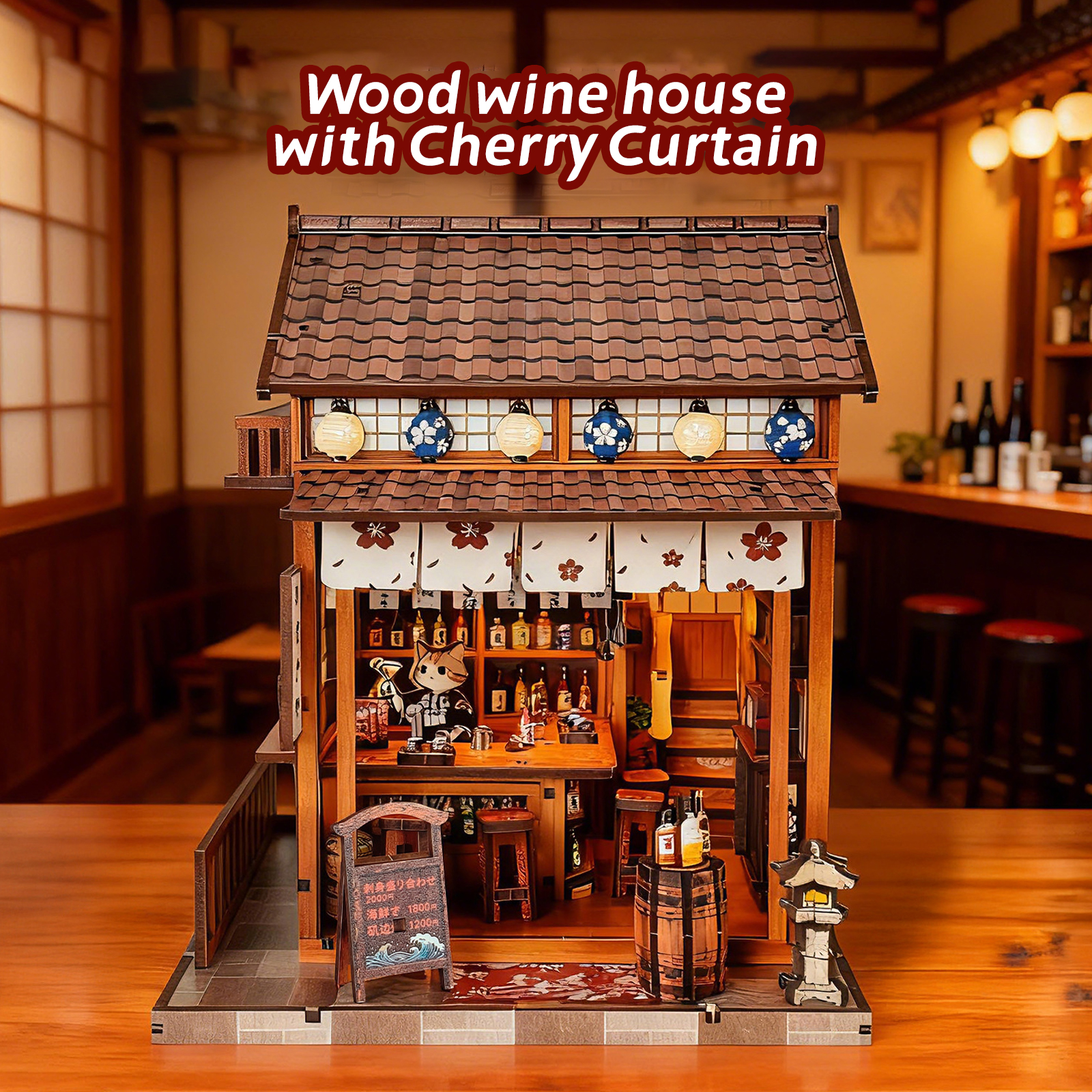 3d wooden puzzle for adults Owl Library book nook with lights model kit dollhouse DIY miniature house Birthday and gif