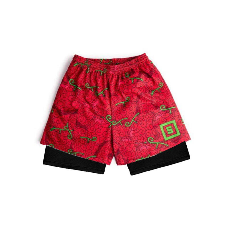 2026 One Piece Luffy Y2k Shorts Man Summer Quick-drying Double-layer 2-1 Compression Fitness Jogging Pant Gym Clothing Cosplay