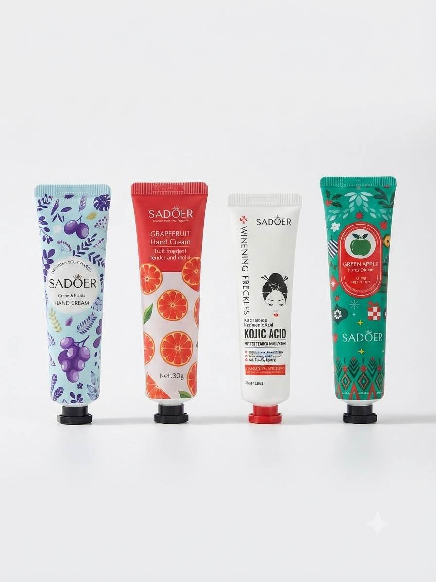 GKGB 4 flavor sadoer handcream set (Blueberry,Grape fruit,Kojic acid , Green apple) by bajra beauty 30g each