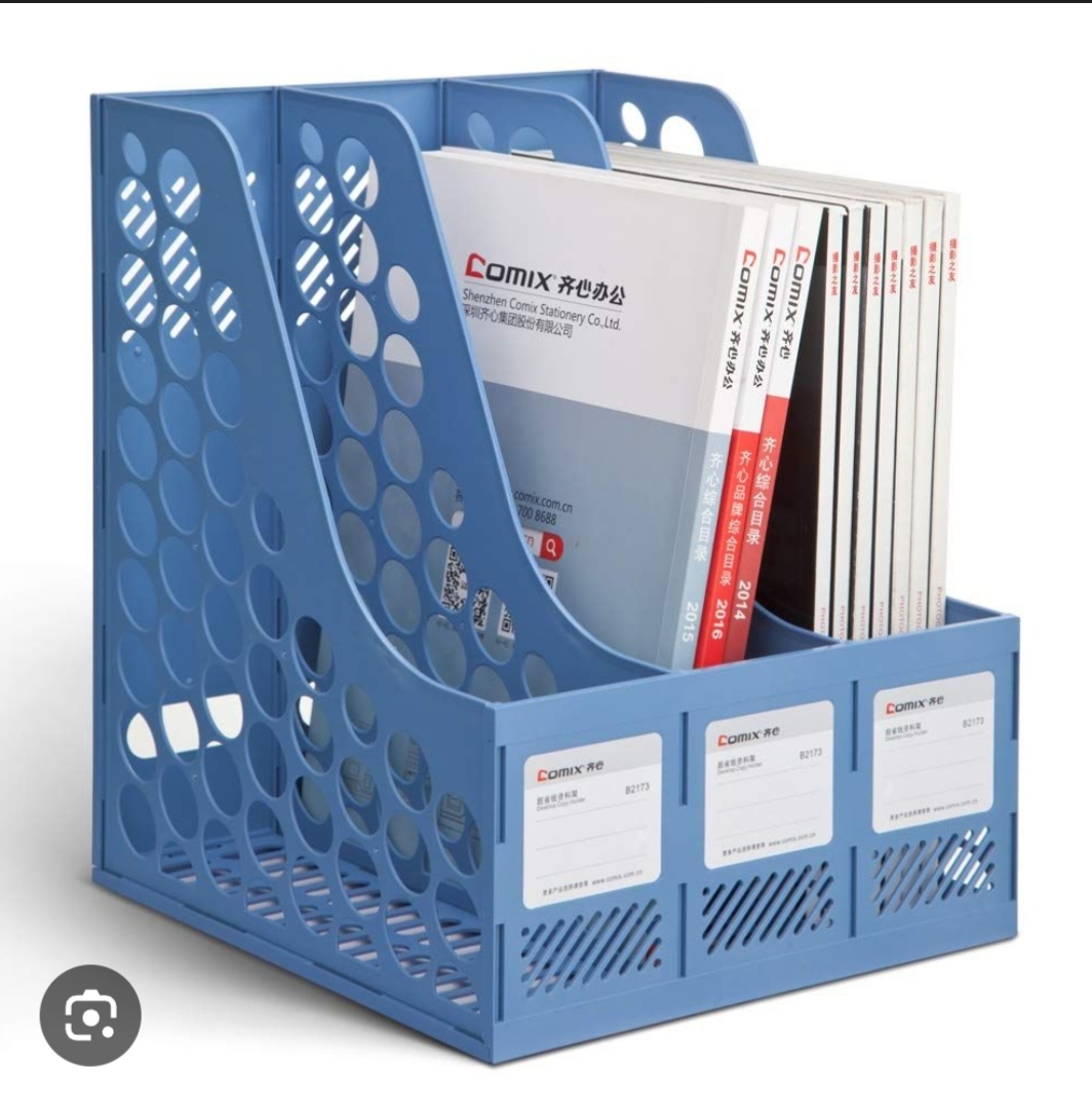 Comix B2173 Office Desktop Plastic Magazine File Literature Holders Organizer Labels 3 Compartment