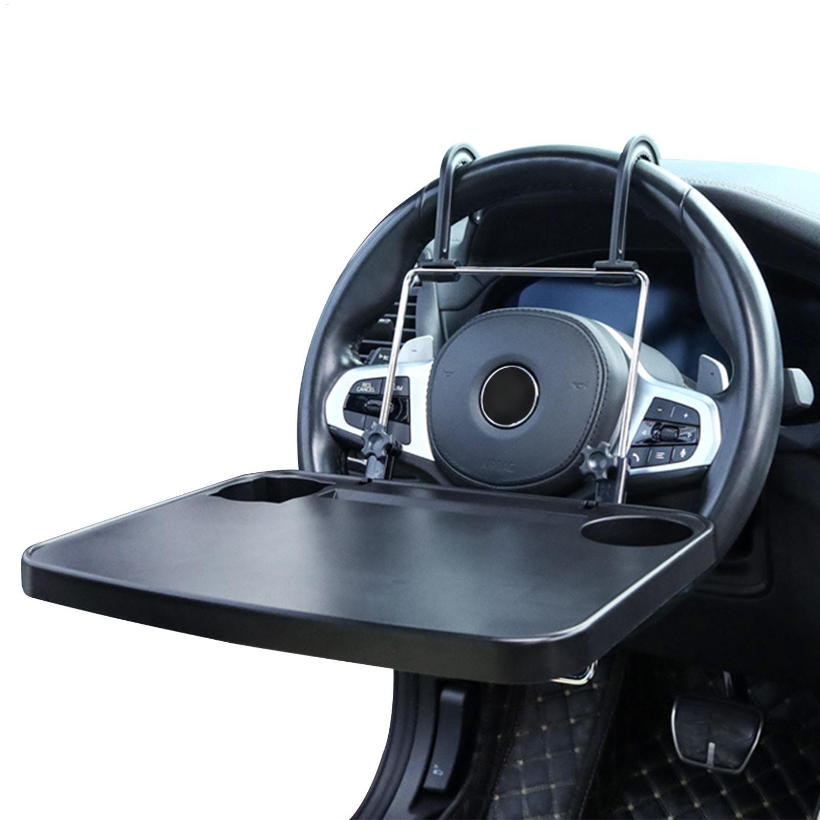 Car Tray Table Food Tray Desk Folding Laptop Desk Auto Steering Wheel Tray Mount Adjustable Water Cup Computer Bracket