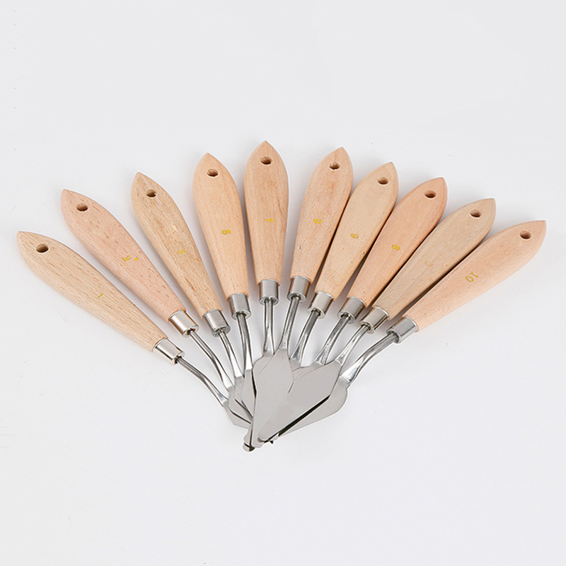 20Pcs palette knife painting stainless steel spatula red beech handle palette knife red beech handle metal wood handle FL
