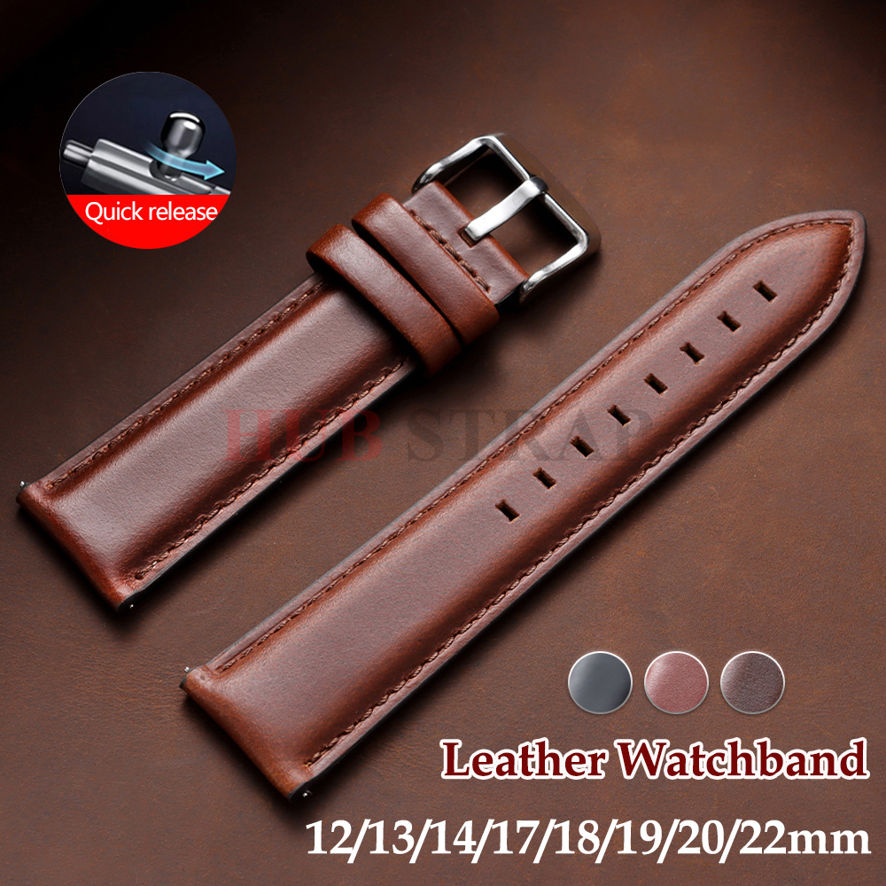 Quick Release Comfortable Calfskin Watchbands 12/13/14/17/18/19/20/22mm Men's and Women's Smart Business Strap Watch Accessories