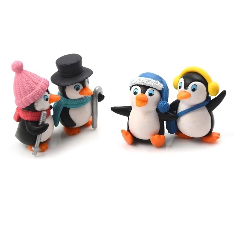 New 4pcs/set DIY Crafts Mini Winter Penguin Miniature Figurine Figures Fairy Garden Gnomes Moss Terrariums Decoration