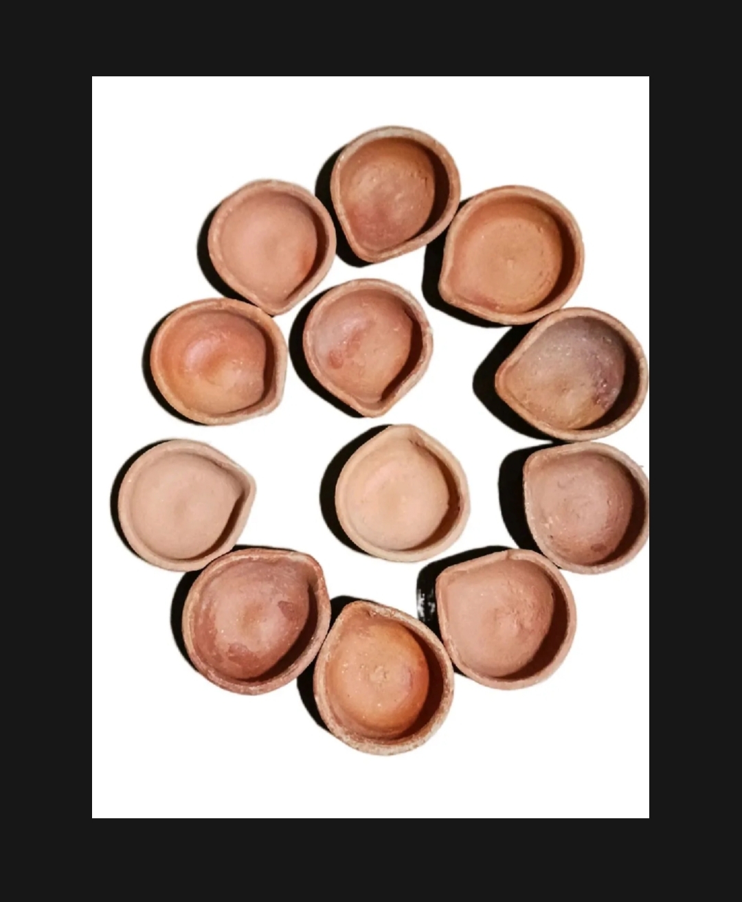Clay Diyo for puja , offering lamp 12 piece set