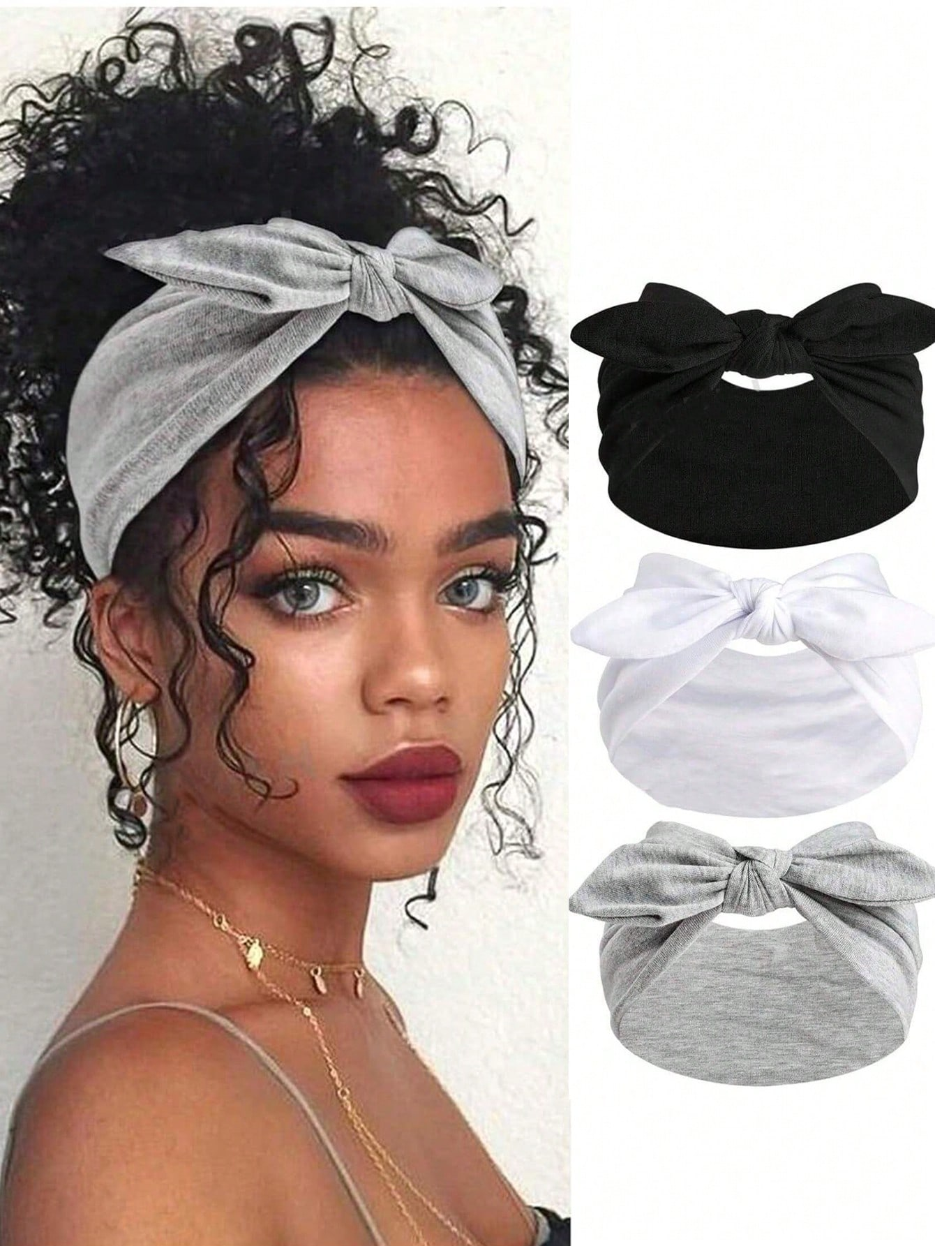 1/3pcs Women's Bow Rabbit Ear Headband Bohemian Style Wide Headband Ultra Wide Elastic African Wide Hair Wrapped Headband