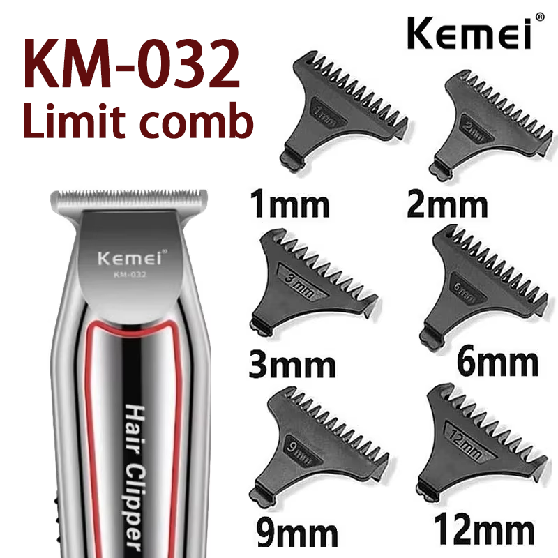 Kemei 6Pcs/Set Original KM-032 Hair Clipper Limit Comb Guide Attachment Size Barber Replacement 1/2/3/6/9/12mm