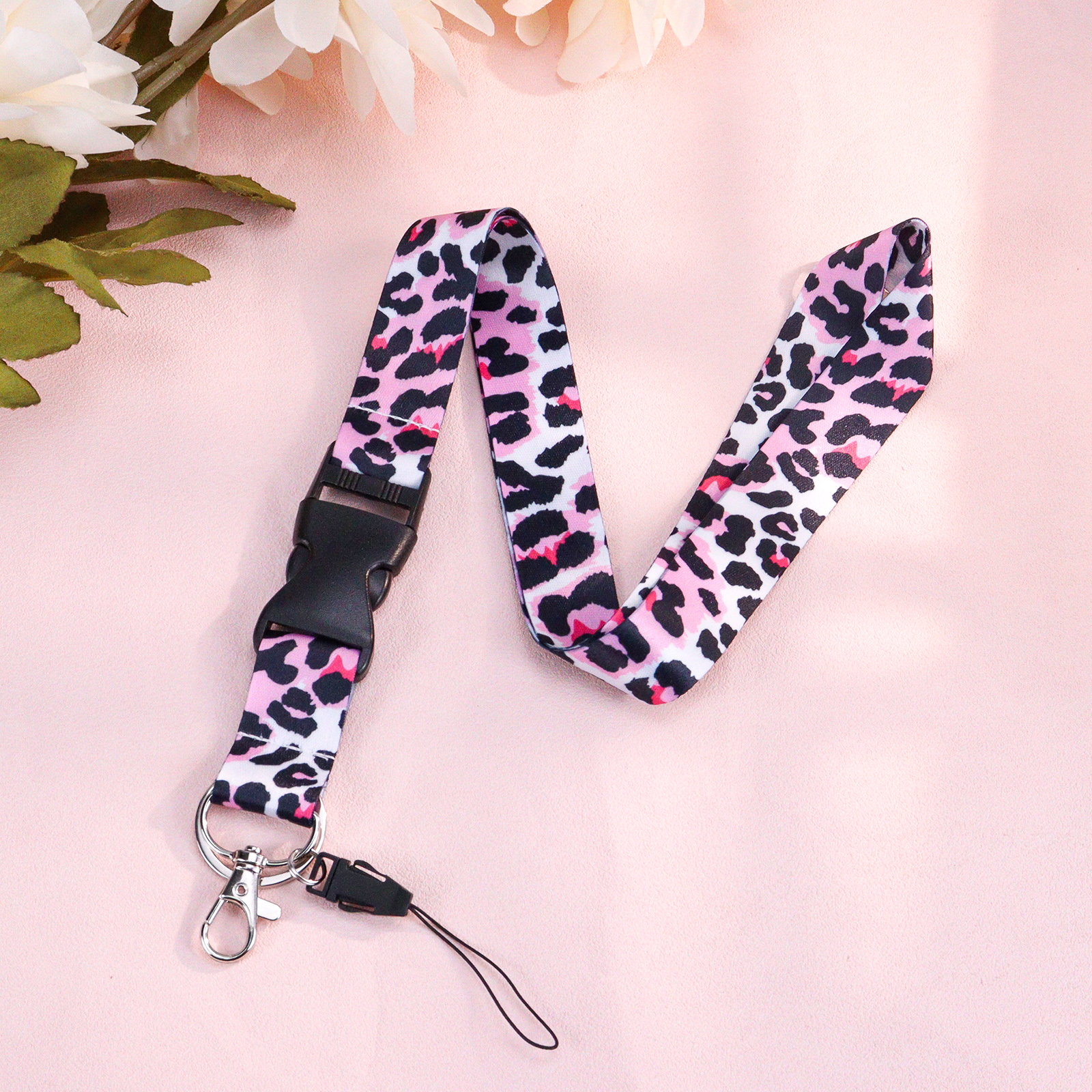 Cell Phone Breakaway Lanyard Leopard Print Neck Lanyard for ID Card Holder Cute Polyester Teacher Lanyard Necklace Accessorie