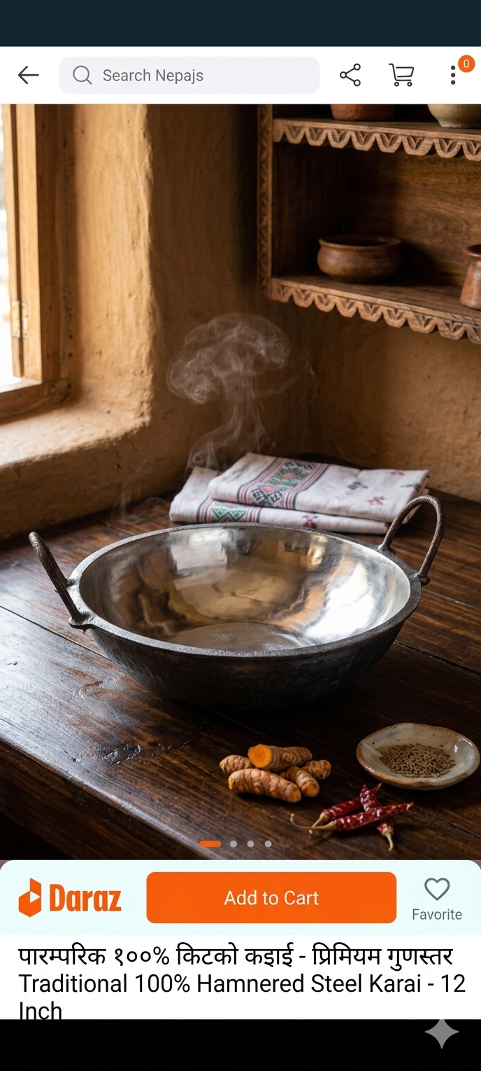 100% Pure Cast Iron Kadai | Traditional Iron Cooking Pan