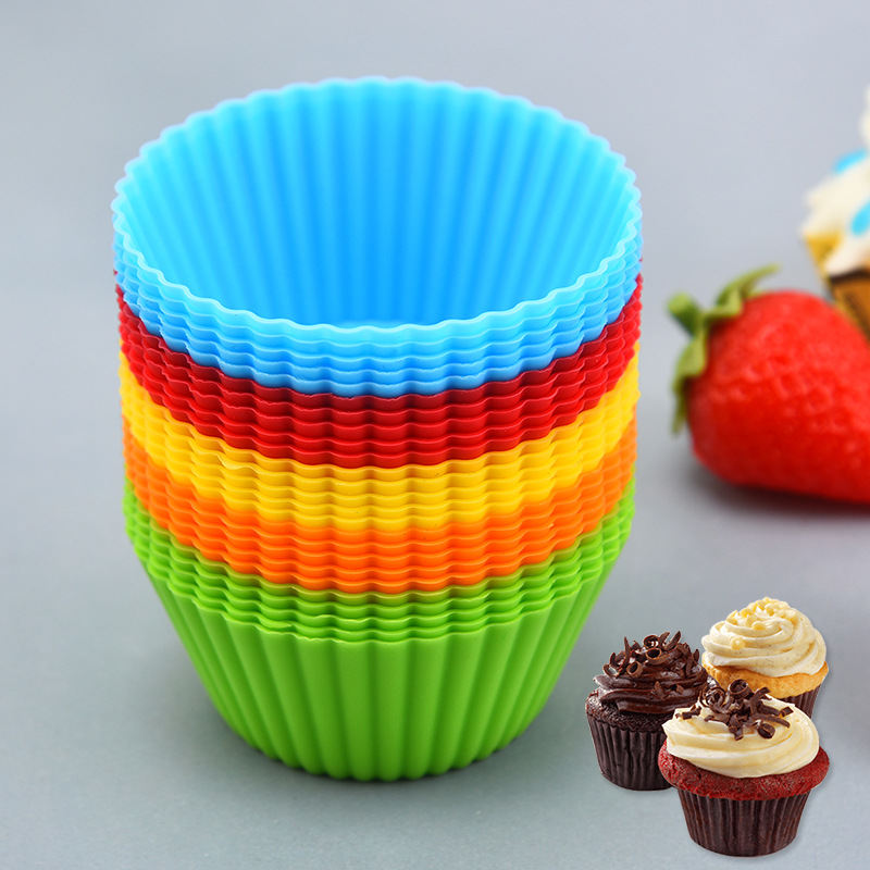 6pcs Silicone Cake Mold Round Muffin Cupcake Baking Molds Reusable DIY Cake backen Decorating Tools Birthday Party Decorations
