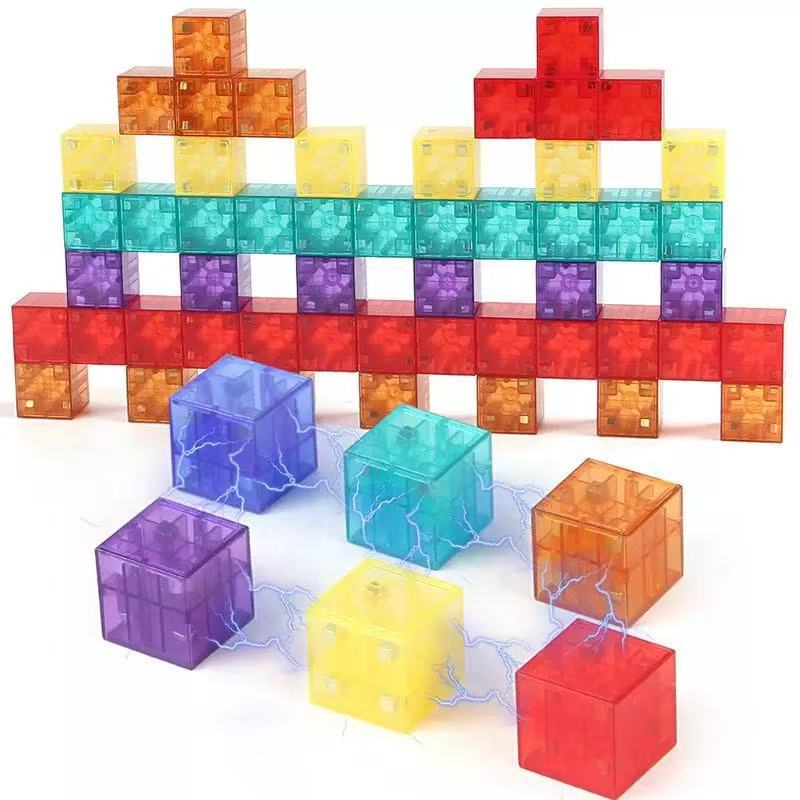 3D Transparent Magnetic Cube Kids Magic Puzzle Montessori Sensory Toy Kids Intellectual Development Stress Relief