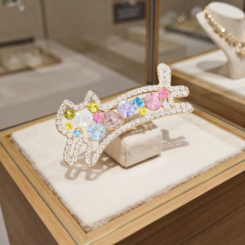 Fashion Cute Luxury Crystal Animal Cat Brooch For Women Clothing Coat Accessries