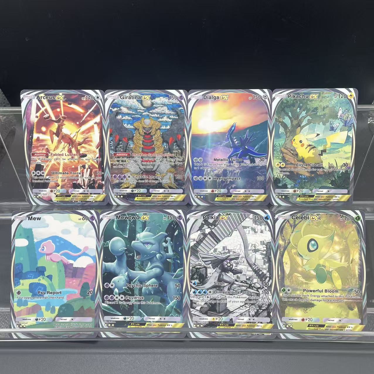 8Pcs/Set DIY Self-made Anime English Version PTCG TCG Game Trading Card Arceus Pikachu Mew Mewtwo Celebi Collection Card