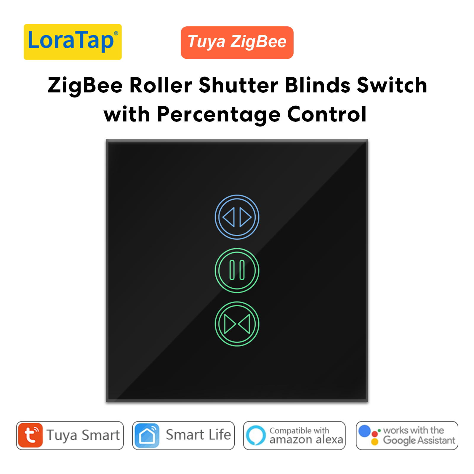 LoraTap ZigBee Tuya Smart Roller Blind Switch Summer Shade Control Percentage Quiet Motor for Windows Balcony Home Alexa