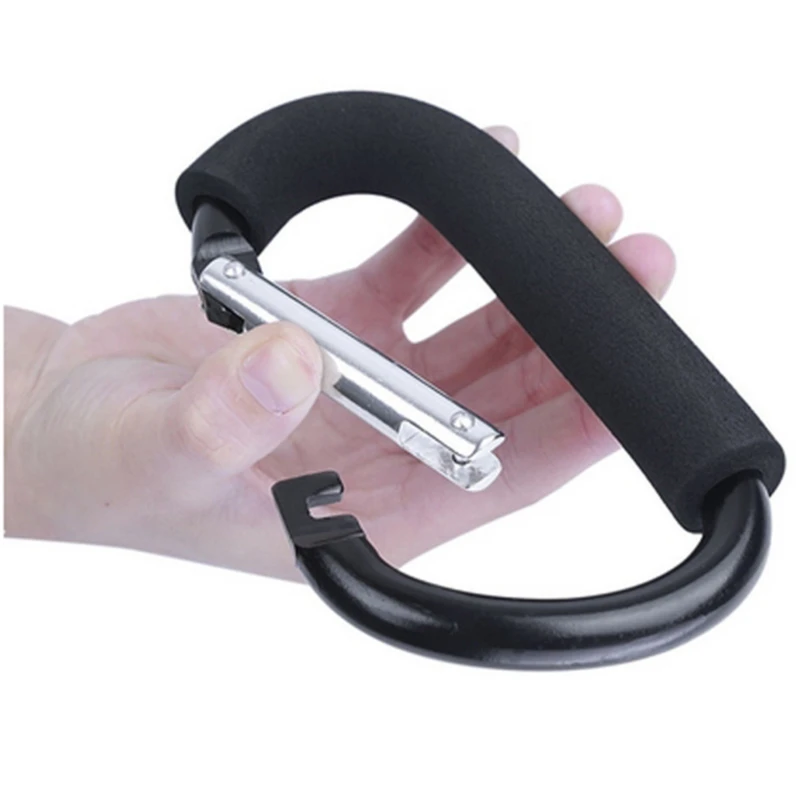 Outdoor Climbing Buckle Sponge Handle Baby Stroller Hook Aluminum Alloy D-type Spring Buckle Portable Shopping Bag Handle Buckle