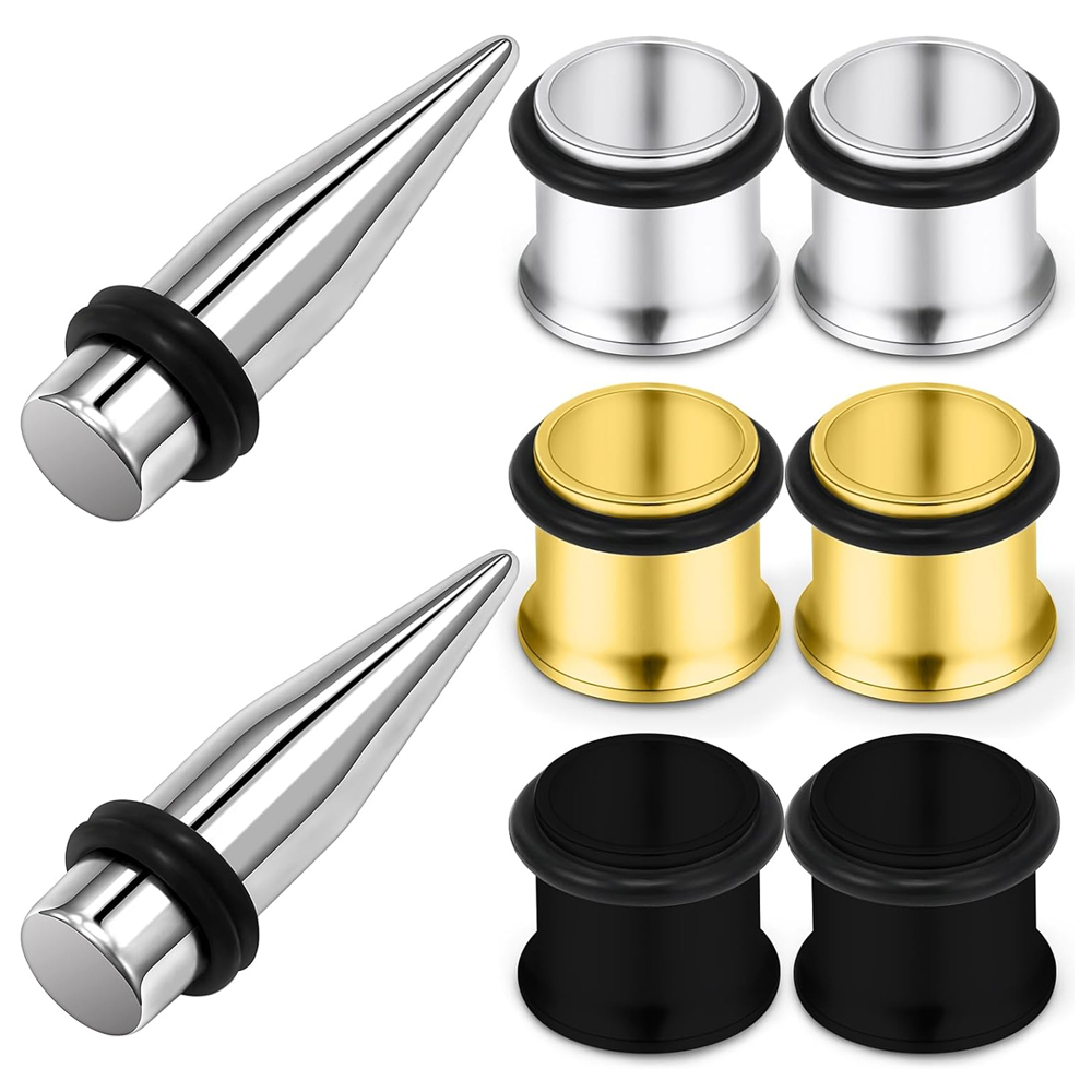 2Pcs 316L Surgical Steel Tapers Tunnels Hypoallergenic Ear Plugs For Women Men Silvery Black Golden Fashion Ear expanders