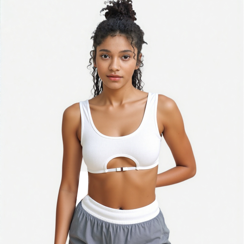 Solid Color U-neck ladies Short Sports Vest 2025 Summer New Hollow Out Versatile Simple Women's Interior I-shaped Vest 5928