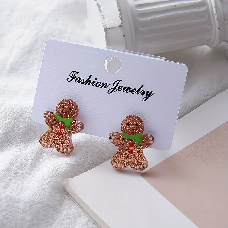 1 Pair Cartoon Cute Sequin Snowman Elf Bohemian Style Acrylic Earrings Suitable for Women's Casual Festival Wear