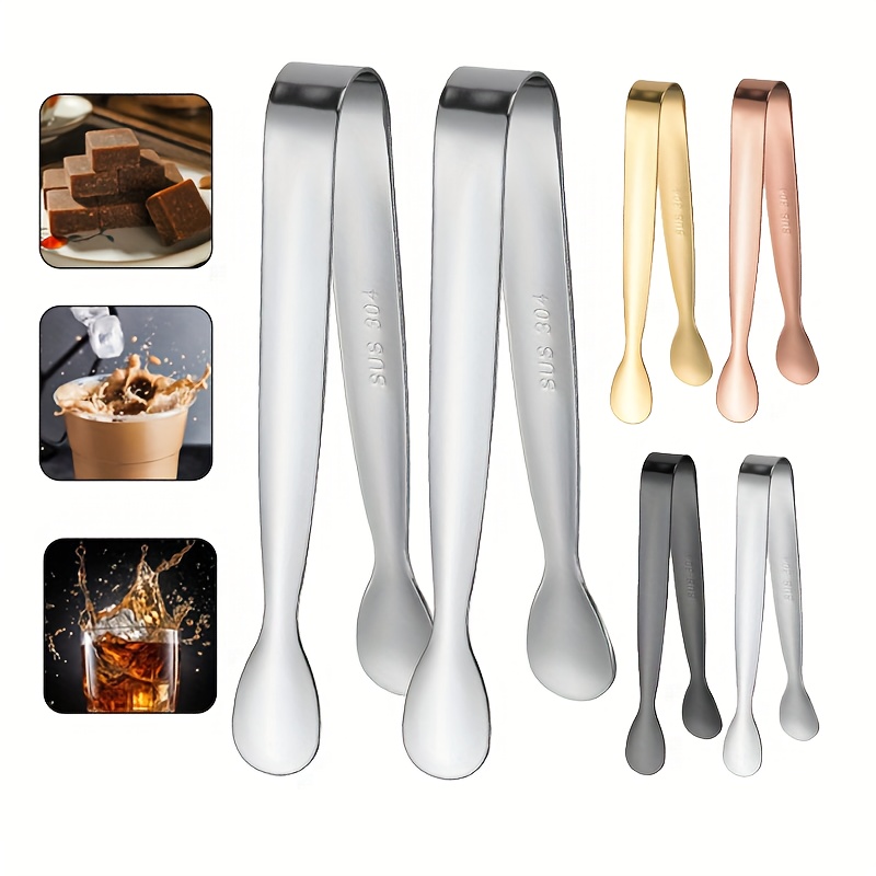 Stainless steel ice tongs, sugar cube tongs, thickened 11cm, burr-free food tongs, towel tongs, ice tongs, ice bucket tongs