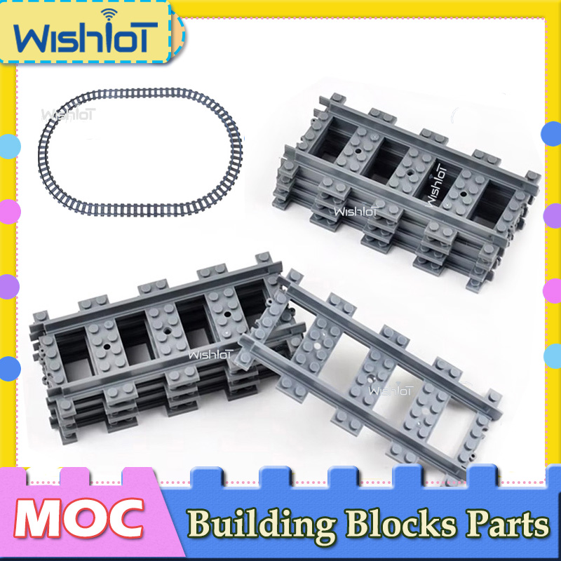 Wange 100g City Train Rail Building Blocks Moc Straight Curved Tracks Compatible with 53400 53401 74746W Bricks Toys