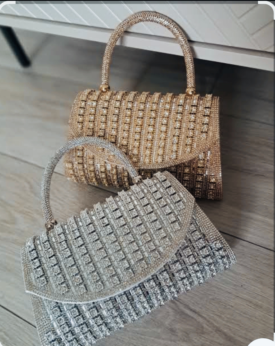 Luxury Crystal Rhinestone Party Handbag for Women - Elegant Gold & Silver Clutch Bag Wedding/Party/Premium Purse