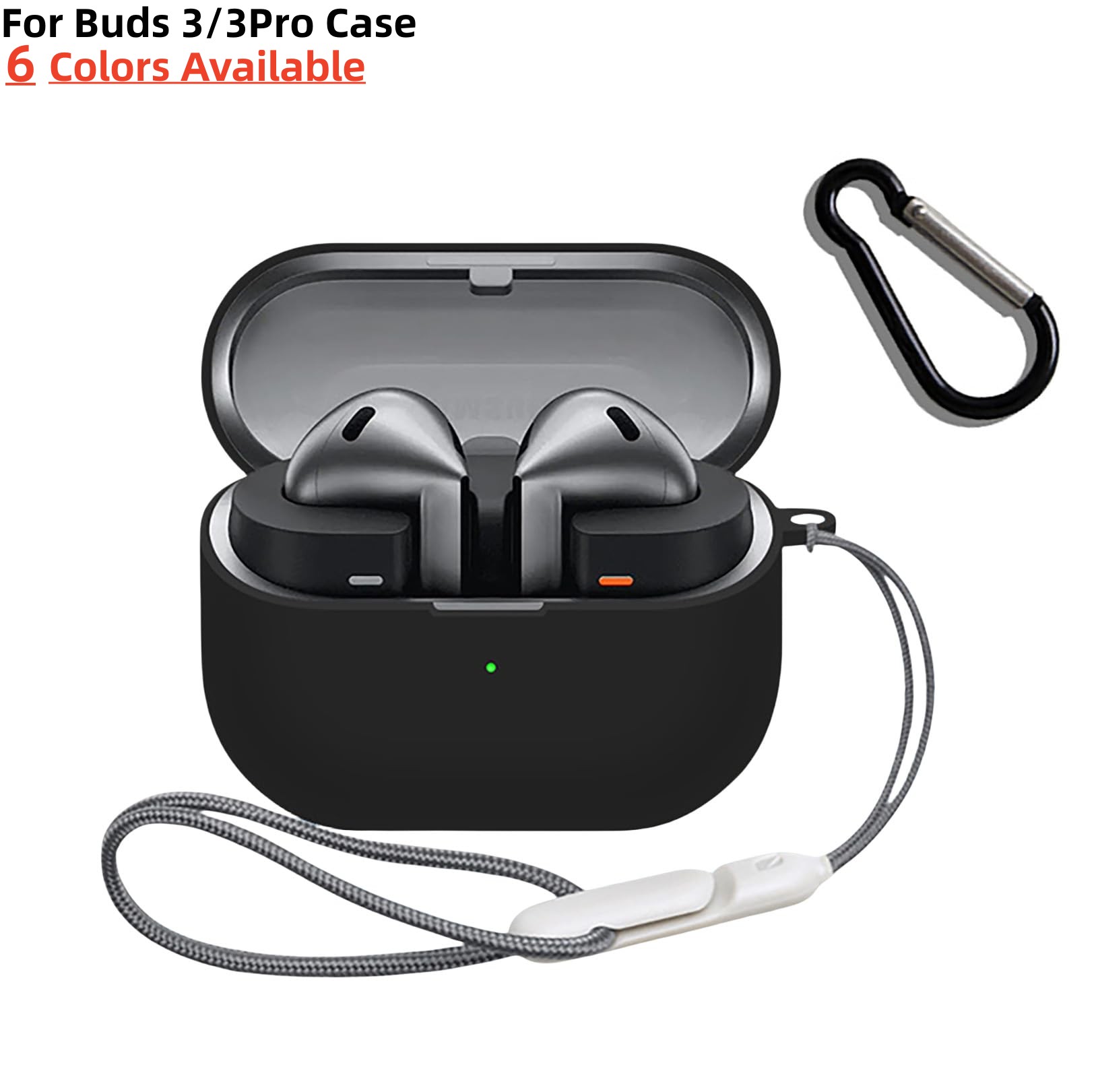 New For Samsung Galaxy Buds 3/3 Pro Case Soft Silicone Shockproof Protective Skin Case Cover for Buds 3 Accessories with Lanyard