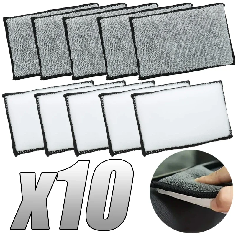 2/4/10PCS Soft Double Side Microfiber Scrubbing Sponge Leather Interior Car Wash Pad No Scratch Car Scrubbing Sponge